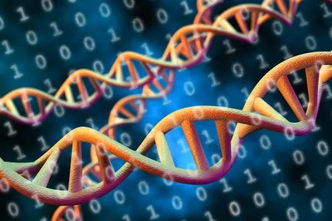 DNA Digital Data Storage Concept, 3D Rendering Stock Illustration
