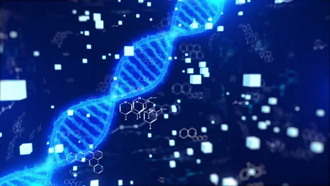 DNA Digital Molecule Double Helix Rotate Future Science and Technology. Stock Footage 155294563