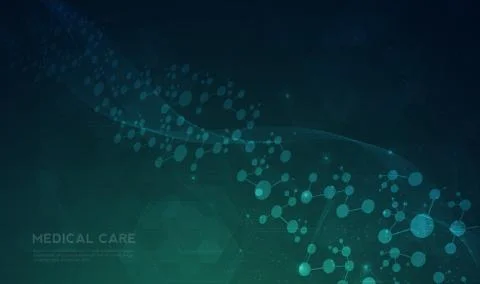 DNA digital, sequence, code structure with glow. Science concept and nano tec Stock Illustration