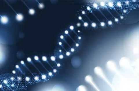 DNA digital, sequence, code structure with glow. Science concept and nano tec イラスト素材