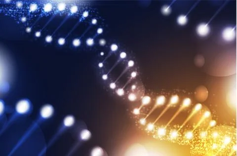DNA digital, sequence, code structure with glow. Science concept and nano tec Illustrazione stock