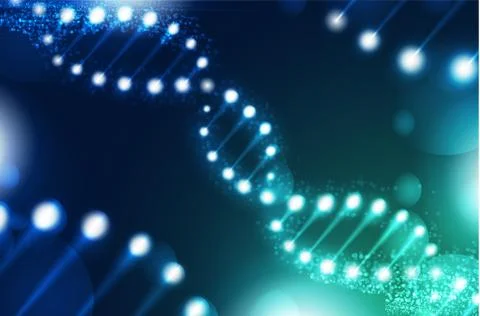 DNA digital, sequence, code structure with glow. Science concept and nano tec Illustrazione stock
