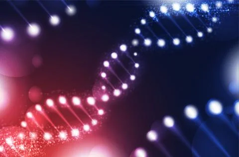 DNA digital, sequence, code structure with glow. Science concept and nano tec Illustrazione stock