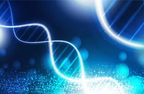 DNA digital, sequence, code structure with glow. Science concept and nano tec Illustrazione stock