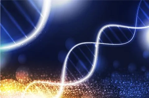 DNA digital, sequence, code structure with glow. Science concept and nano tec Illustrazione stock