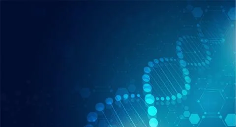 DNA digital, sequence, code structure with glow. Science concept and nano tec Illustration