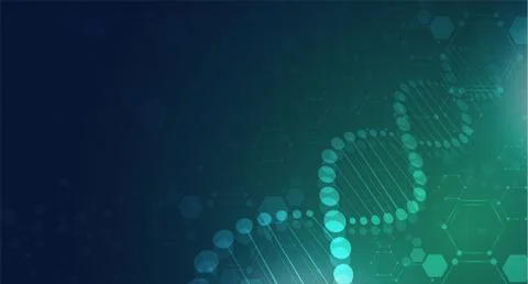 DNA digital, sequence, code structure with glow. Science concept and nano tec Illustrazione stock