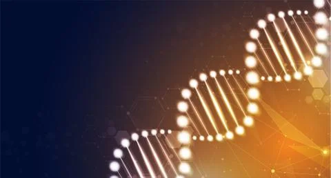 DNA digital, sequence, code structure with glow. Science concept and nano tec Illustrazione stock