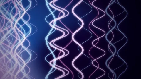 DNA double helices and wavy lines flow in a seamless loop Stock Footage 341274730