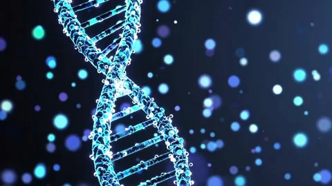 DNA Double Helix 3D Digital Illustration Dynamic Particle Molecular 4K Video stock 332133867
