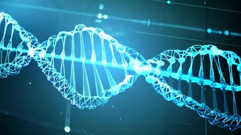 DNA Double Helix 3D Digital Rendering Blue Molecular Line 4K Video stock 332133943