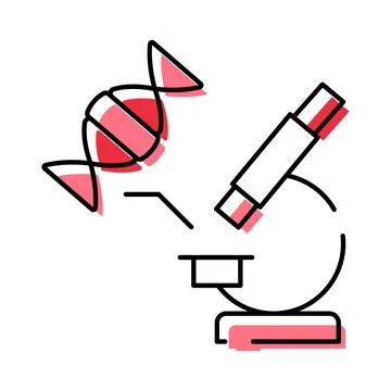 Dna double helix and microscope researching genetics concept イラスト素材