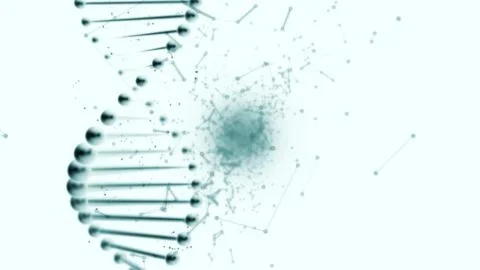 DNA double helix and plexus in the middle of a white background. Stock Illustration