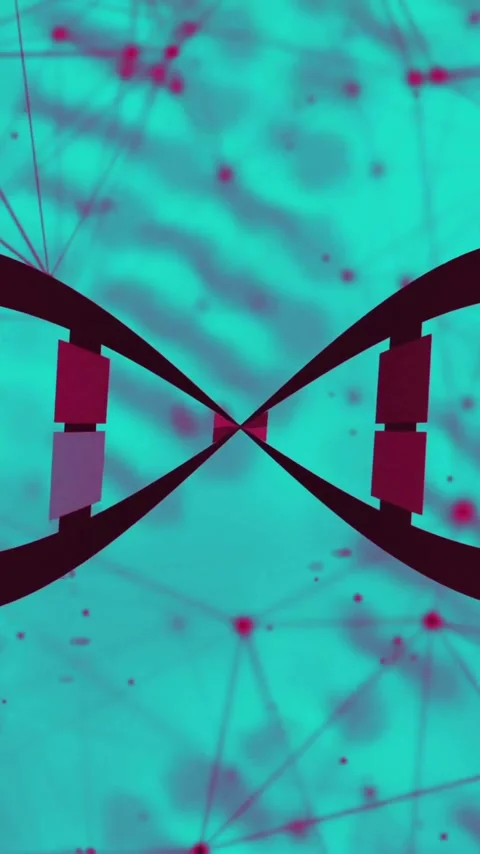 DNA double helix animation over network of connections and data points Stock Footage 343129025