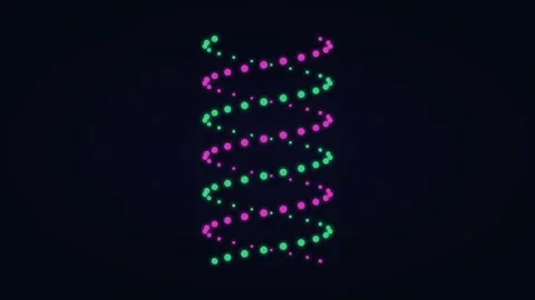 DNA Double Helix Animation Seamless Loop 4K — Abstract Science Neon Spiral 스톡 동영상 333780135