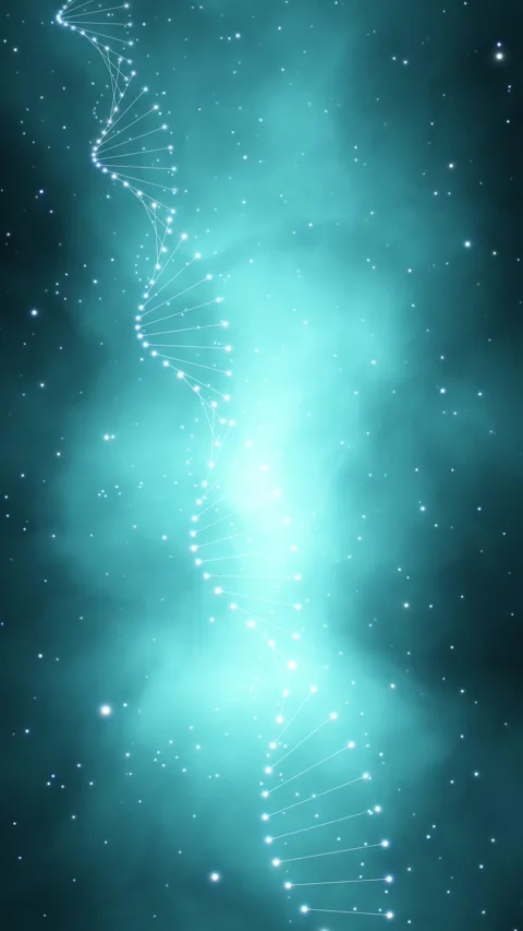 Dna double helix chain rotation on artistic vertical loop background Stock Footage 341900949