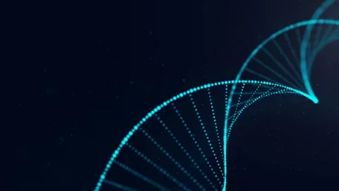 DNA Double Helix Digital Rendering Deoxyribonucleic Acid Dark Blue 4K Stock Footage 332133959