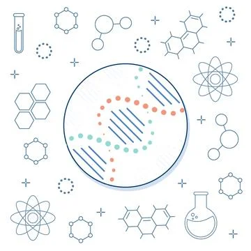 DNA, the double helix of the DNA molecule. Logo for medicine, biology, chem.. Stock Illustration