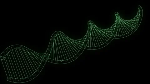 DNA Double Helix Genetic Science #2 Wireframe Neon Green 4K 60Fps VJ Loop Stock Footage 345451889