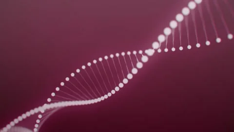 DNA Double Helix Glowing Particles on Red, Genetics and Biotech Looping 4K Stock Footage 306393330