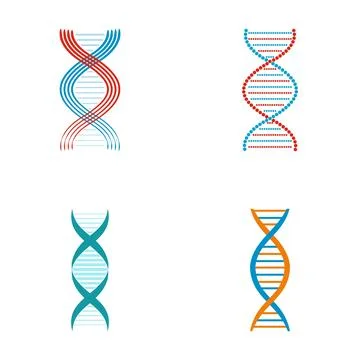 Dna double helix icon set representing genetic code Illustrazione stock