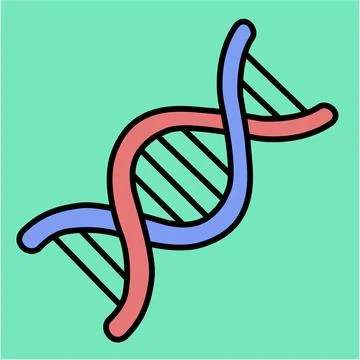 DNA double helix illustrated in bold colors. Red and blue strands twist ele.. Stock Illustration