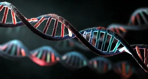 DNA Double Helix Macro Perspective Foreground Molecular Focus 4K Video stock 332133961