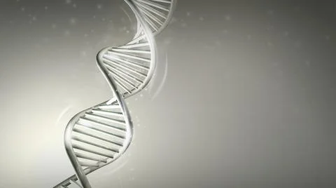 DNA double helix model in gray color, 3D render. Illustrazione stock