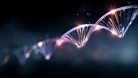 A DNA double helix rotates smoothly in space, set against a dark background Stock Footage 314717925