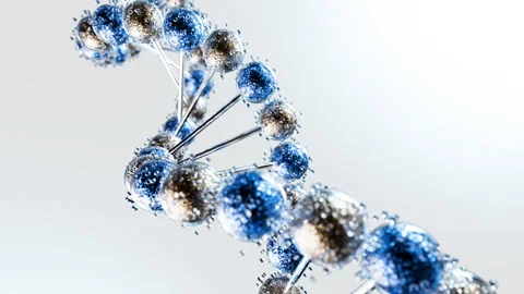 DNA Double Helix Rotating - 3D Rendered Biotech Animation Stock Footage 346285772