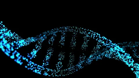 DNA double helix rotating. Abstract glittering DNA molecule from particles. Stock Footage 302881309