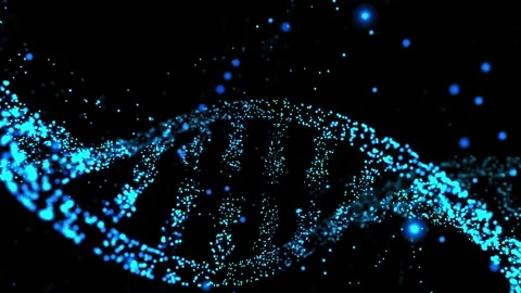 DNA double helix rotating. Abstract glittering DNA molecule from particles. Stock Footage 302881321