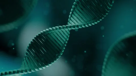 Dna Double Helix Rotating in Abstract Medical Science Space with Particles 库存影片 331109970