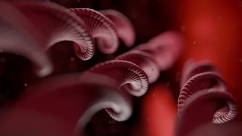 Dna Double Helix Rotating in a Dark Red Biological Fluid Environment 库存影片 331110015