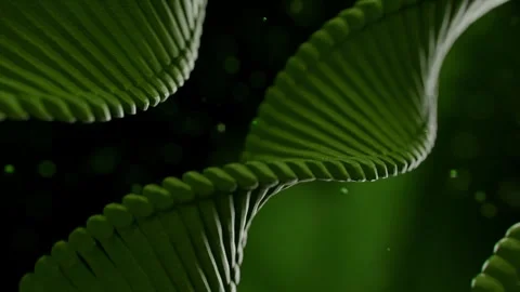 Dna Double Helix Rotating in Deep Green Liquid with Floating Particles Vídeos de archivo 331109993