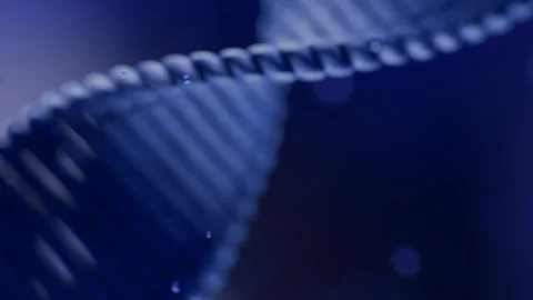 Dna Double Helix Rotating in Deep Blue Background with Floating Particles Stock Footage 331110057