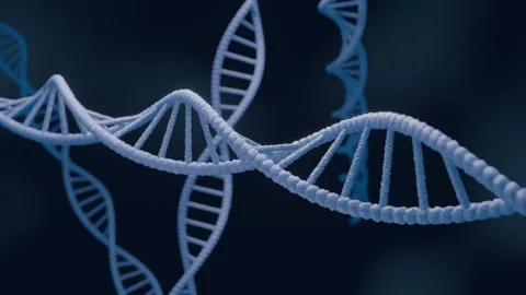 Dna Double Helix Rotating Molecules On Blue Background. Stock Footage 246470665
