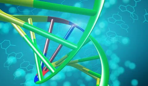 DNA Double Helix On Soft Blue Background. Medical Sciense Stock Illustration