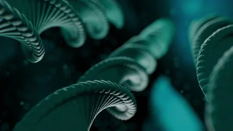 Dna Double Helix Strand Rotating in a Dark Biological Laboratory Environment 库存影片 331109980