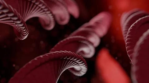 Dna Double Helix Strands Rotating in a Deep Red Biological Environment 库存影片 331110068
