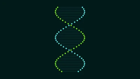 DNA Double Helix Structure Animation on Black Background Stock Footage 336836936