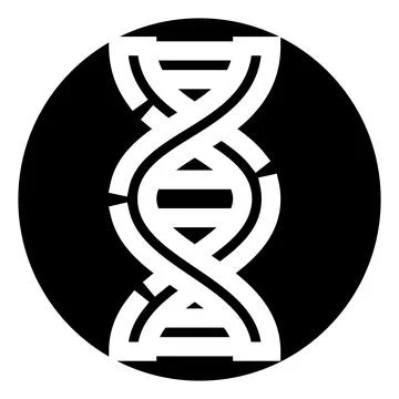 Dna double helix structure in a black circle 库存插图