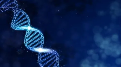 DNA double helix structure on blurred background, illustration. Banner desi.. Stock Photos