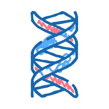 Dna double helix structure doodle on white background 스톡 일러스트
