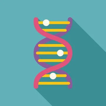 Dna double helix structure forming with long shadow Illustrazione stock