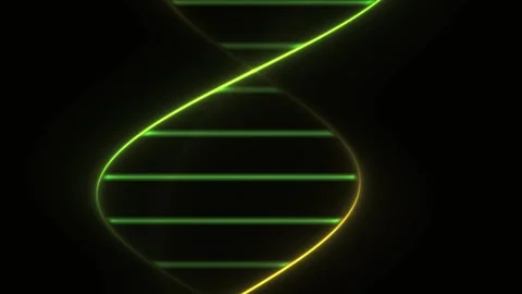DNA double helix structure with green and yellow neon lines on black backgr.. Stock Footage 335512018