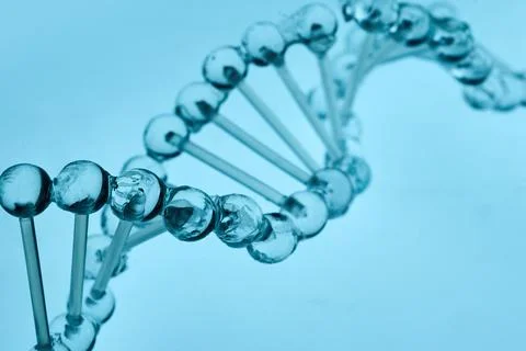 Dna double helix structure representing science and genetics Stock Photos
