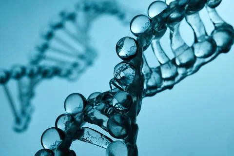Dna double helix structure representing science and genetics Stock Photos
