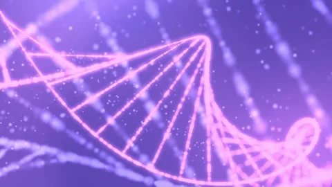 DNA double helix structures rotating on a glowing background for biotechnology Stock Footage 333009270