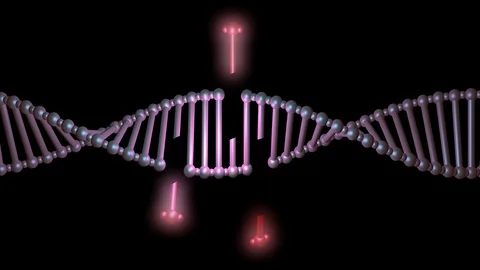 DNA editing, repair, engineering. Extraction of segements.Horizontal view Stock Footage